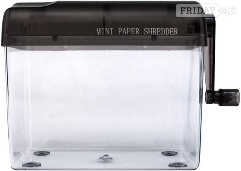 Stourbridge Manual Shredder - A6 Straight Cut Smash Portable Mini Paper Grinder Fits Folded A4 Portrait Paper Capacity 1.5L Black.