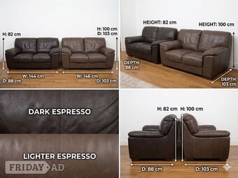 Two premium, comfortable 2-seater leather sofas