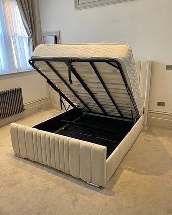 Panel wing bed with mattress & Ottoman Storage bed for sale COD 