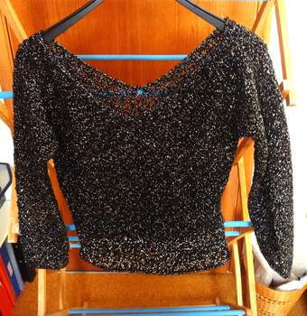 Women's crochet black evening top