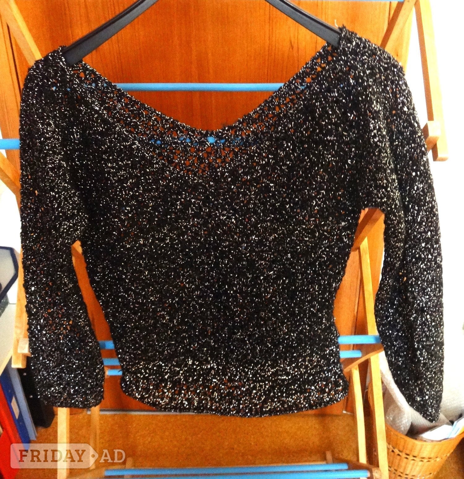 Women's vintage crochet black evening top in Cardiff
