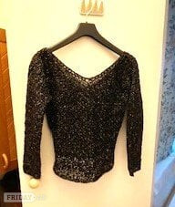 Women's vintage crochet black evening top