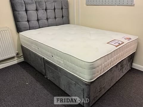 CASHMERE 1000 POCKET MATTRESS WITH DIVAN BASE 2 DRAWERS &HB-4FT - Furniture