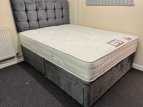 CASHMERE 1000 POCKET MATTRESS WITH DIVAN BASE 2 DRAWERS &HB-4FT - Furniture