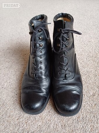 Black Ladies Leather Gabor Lace-up Boots