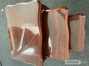 Nest of small 3 wooden tables 20 inches length 14 inches width 21