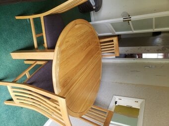 Solid oak table and chairs