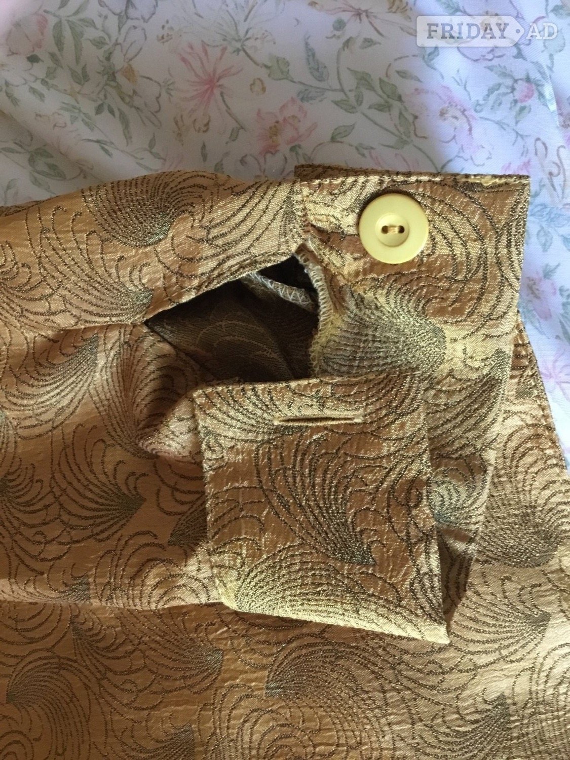 Yessica vintage gold with black swirls Vintage buttoned blouse