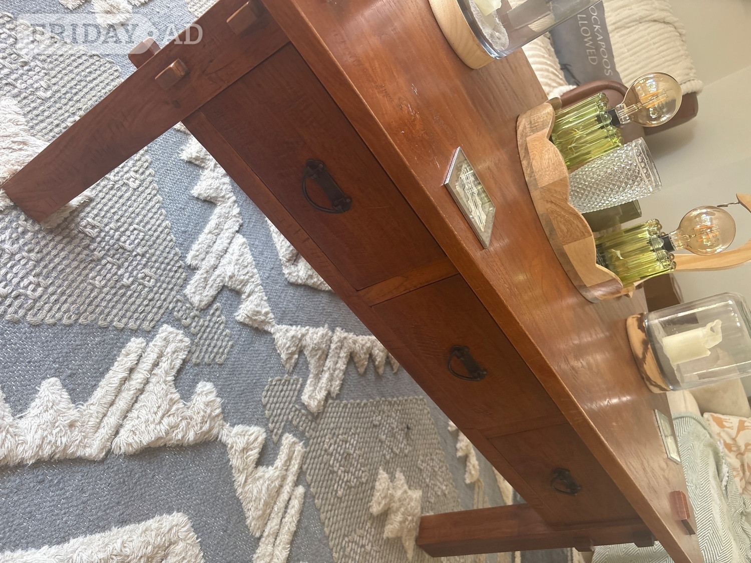 Large solid wood coffee table with drawers