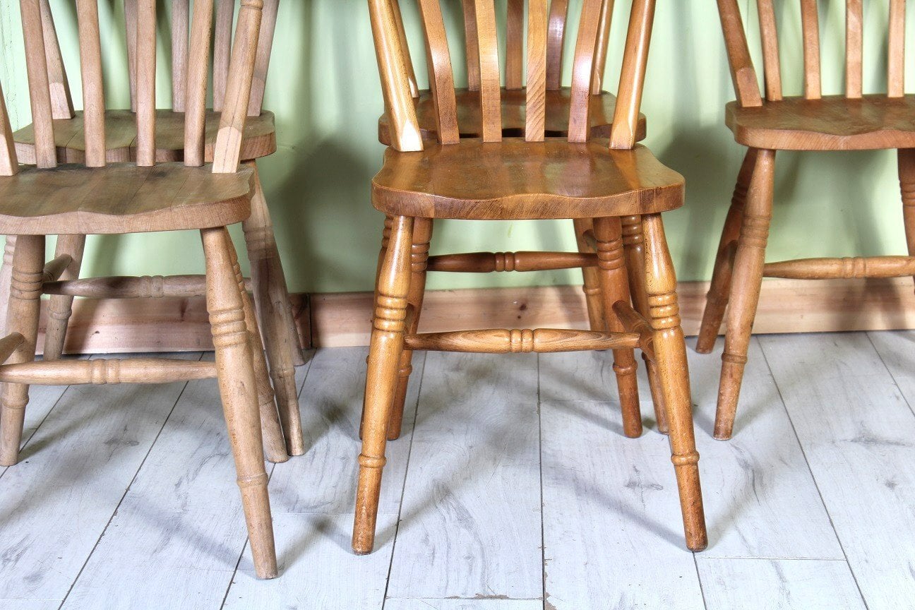 Hailsham UK Delivery - Set Of 6 Very Rustic Old Solid Farmhouse Chairs
