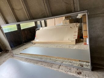 Glass mirror long length 2 sliding doors wardrobe 243cms x 107cms