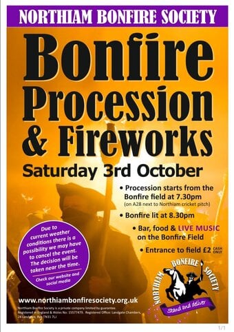 Northiam Bonfire Procession and Fireworks 