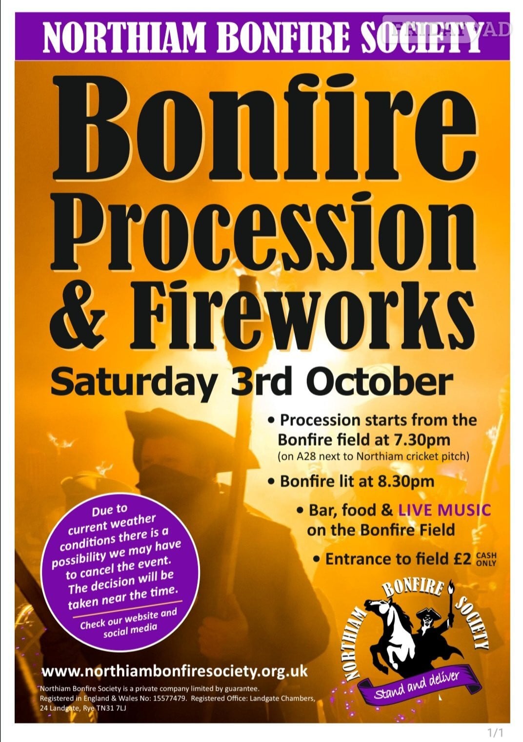 Northiam Bonfire Procession and Fireworks  in Northiam