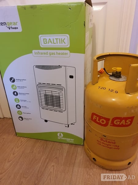 NEW GREENGEAR GREY/BLACK 4.2kW INDOOR MOBILE GAS HEATER FULL GAS BOTTLE