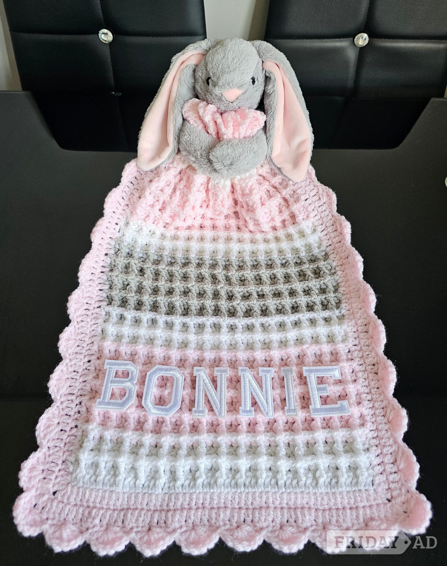 Crochet Baby Comfort Blankets, Personalised, Various colours