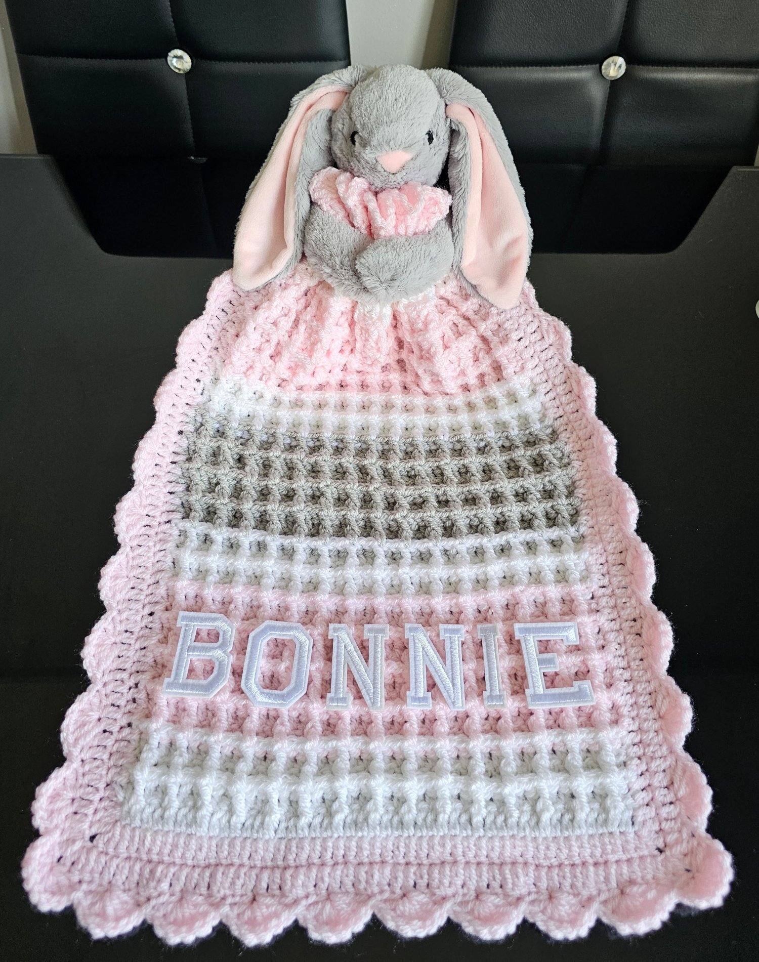 Crochet Baby Comfort Blankets, Personalised, Various colours