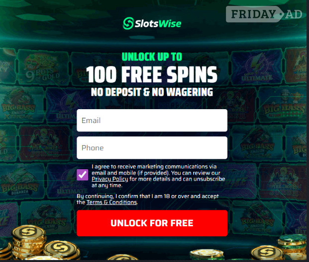Claim Up To 100 FREE Spins!  in England 