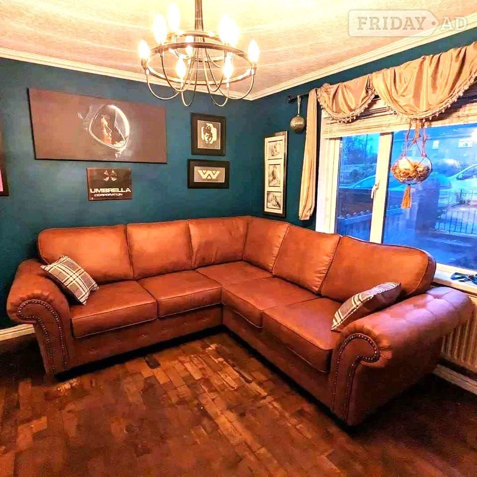 Tan Leather Corner Sofa | L Shape | Brand New | Same Day Delivery in Solihull