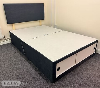 DOUBLE DIVAN BASE WITH SLIDE STORAGE AND HEADBOARD