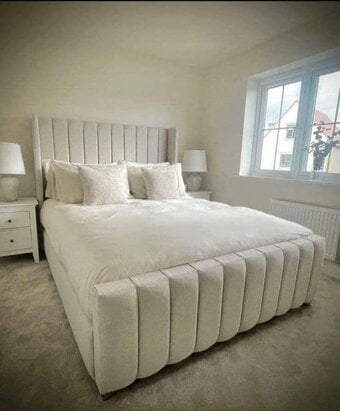 Cream double bed with optional mattress cash on delivery 