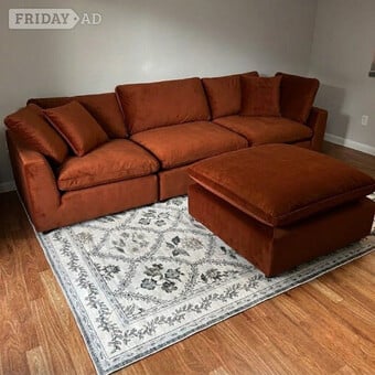 Loaf Cuddlemuffin Burnt/Rust Orange Corner Sofa – L Shape Modular