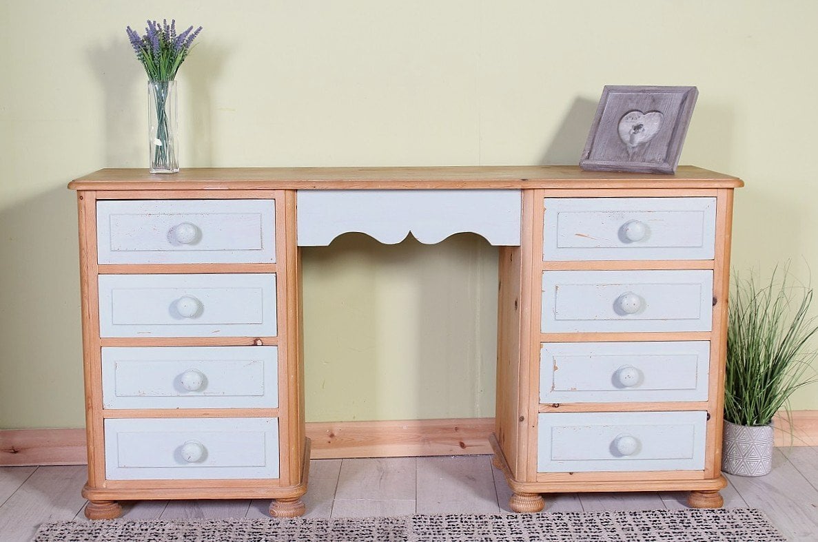 Delivery Options - Shabby Chic Pine Dressing Table Painted Green - Furniture