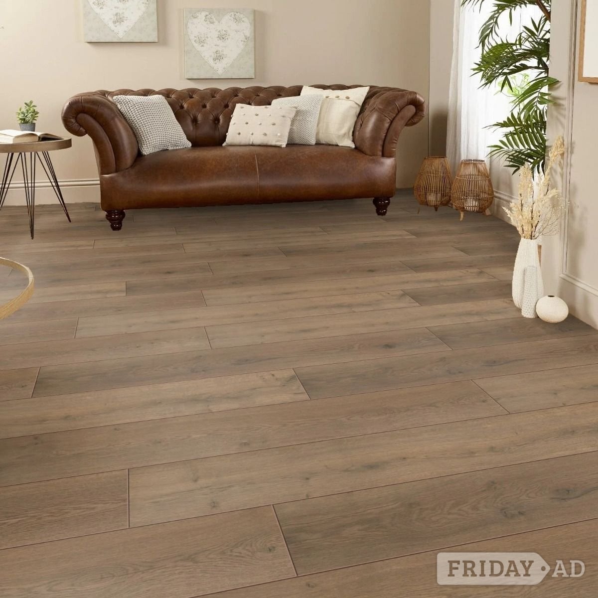 12mm Brown Wood Effect Click Laminate Flooring