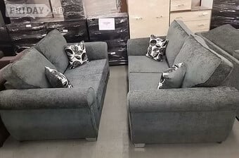 SHANNON CARLTON GREY 3&2 SOFAS