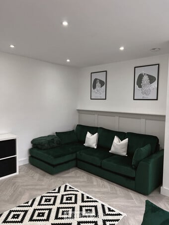 Furniture Village BOXY Fabric 3 + 2 Seater Mini Arm Sofa Set