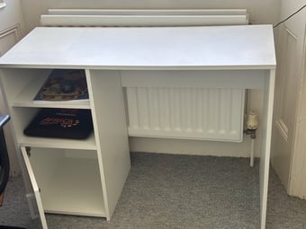 White Study/Computer Desk with Storage – Good Condition