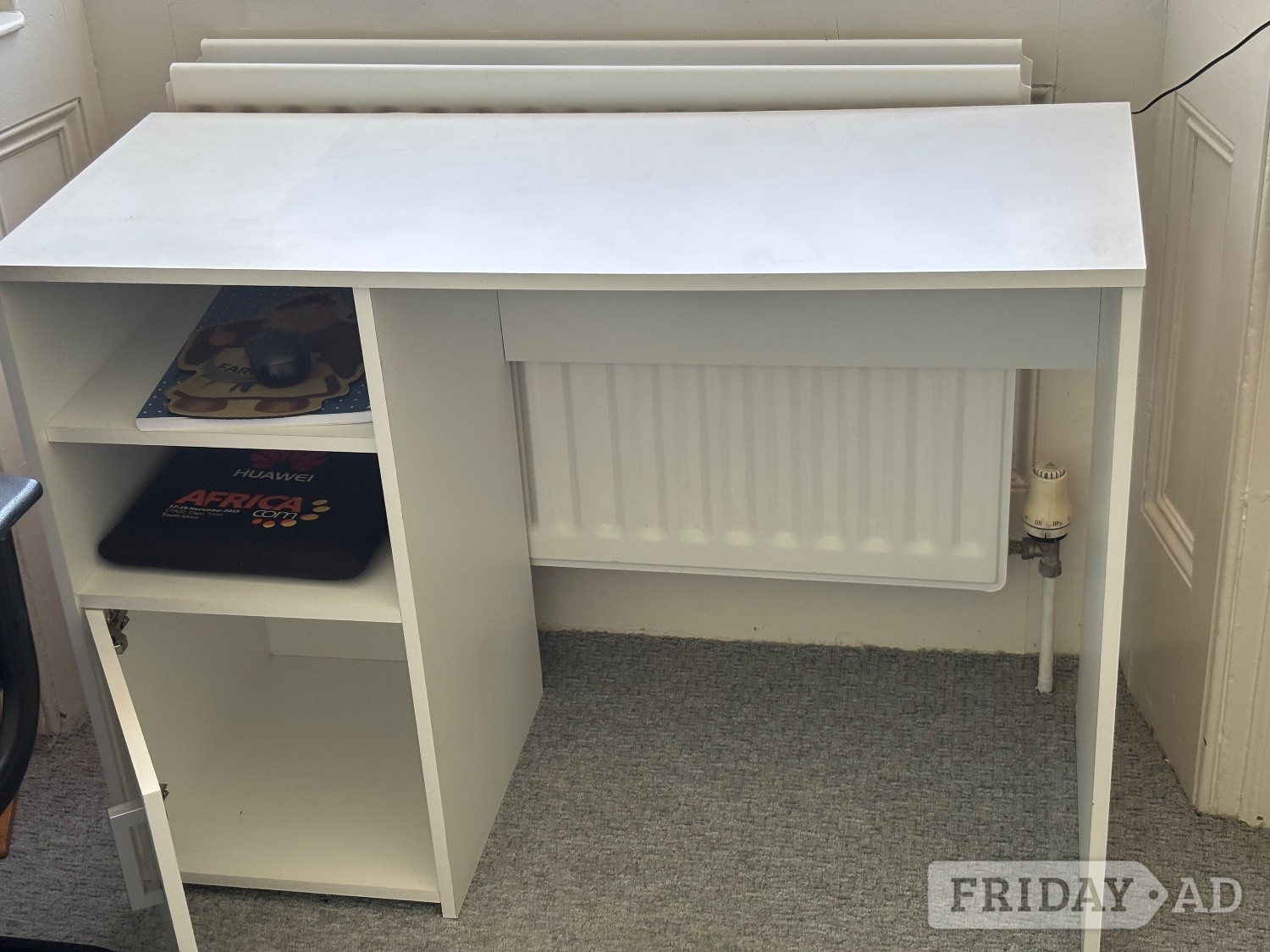 White Study/Computer Desk with Storage – Good Condition in Hastings