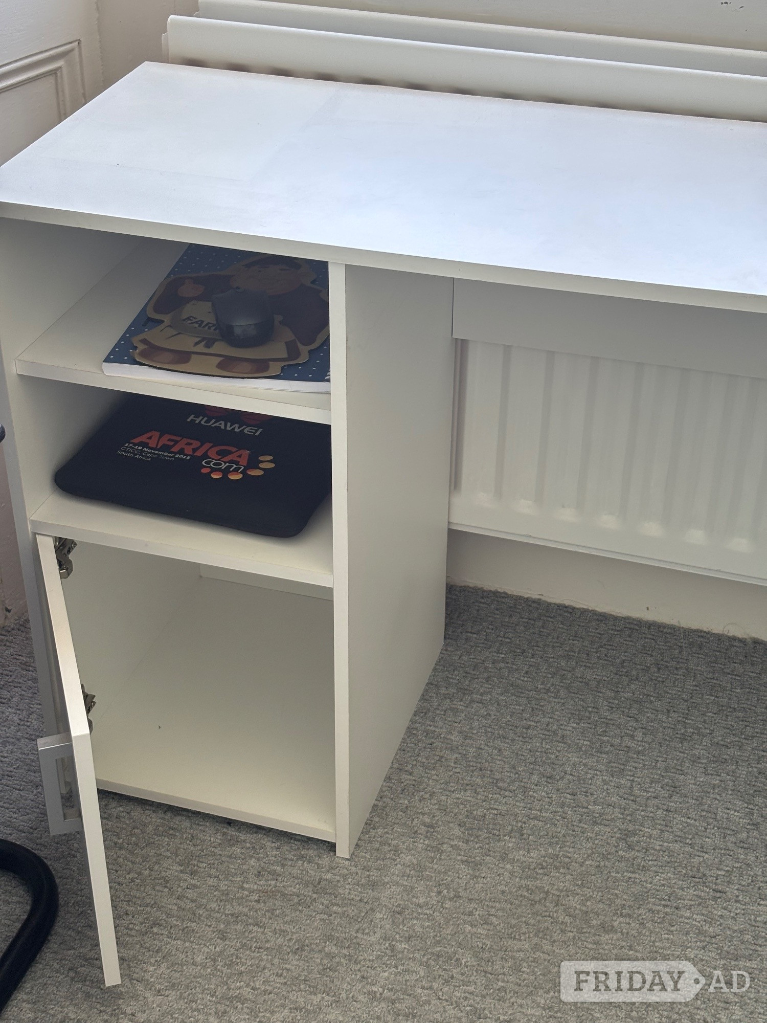 Hastings White Study/Computer Desk with Storage – Good Condition
