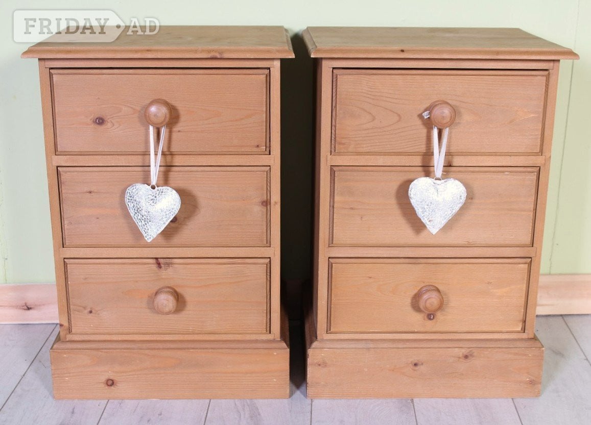 Hailsham UK Delivery - 2 Pine Bedside Tables Rustic Farmhouse Character