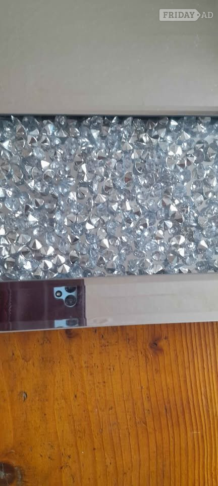 Large Silver Crushed Diamond Mirror