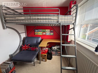 C Bunk deluxe with work space, stool, chair/camp bed and futon 