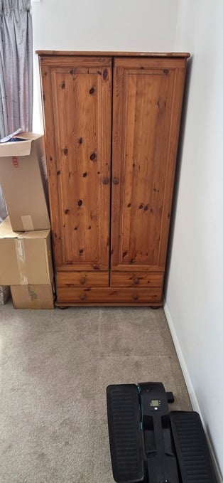 single pine wardrobe with 3 draws 