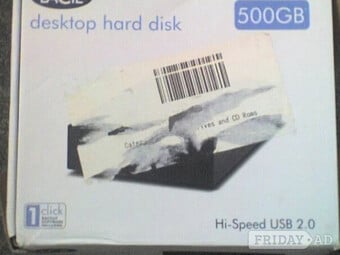 LACIE 500Gb Black External Hard Drive , USB2 Interface with PSU & Cables