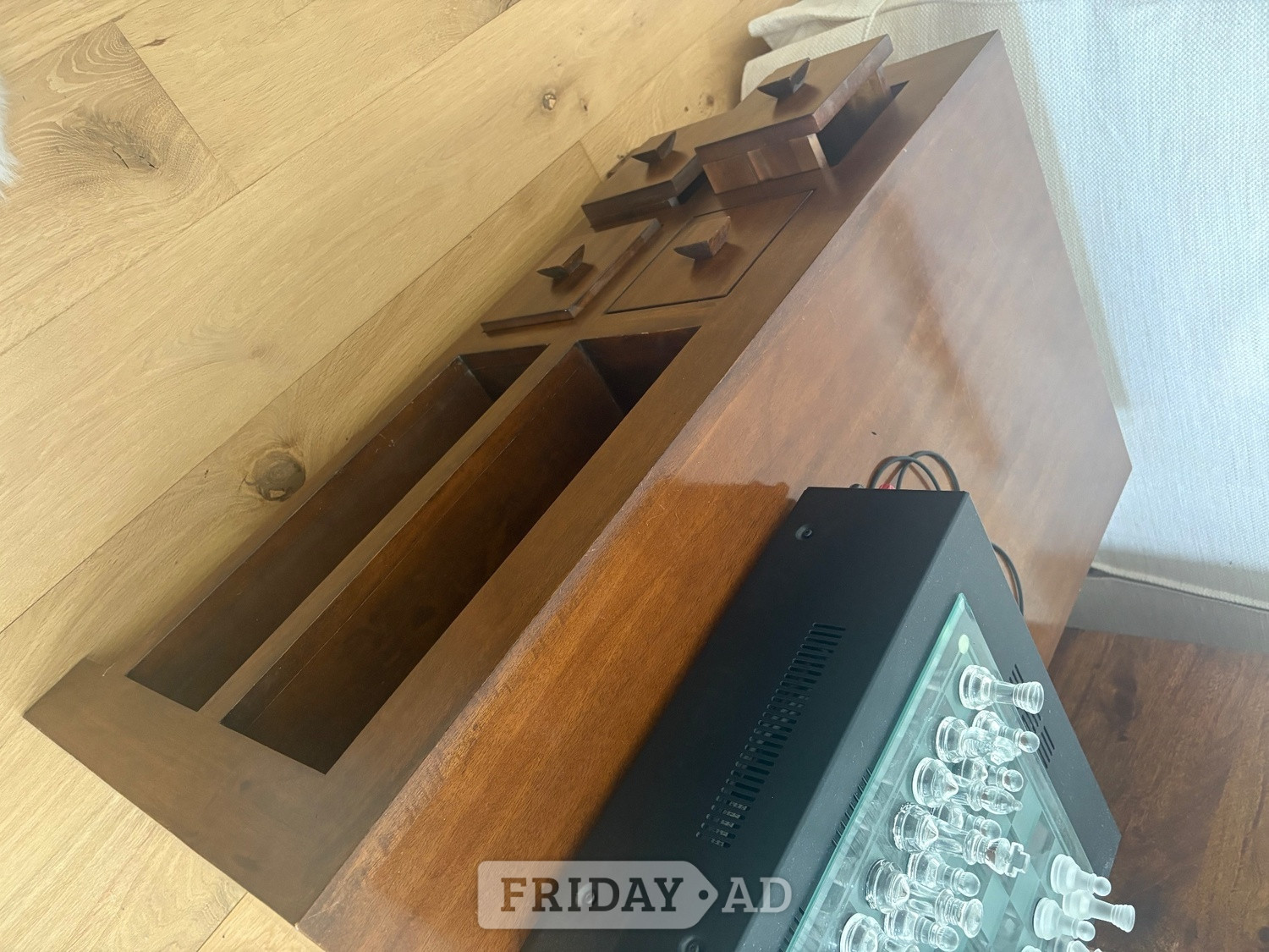 Large solid wood tv unit.   With drawers. Mango wood style