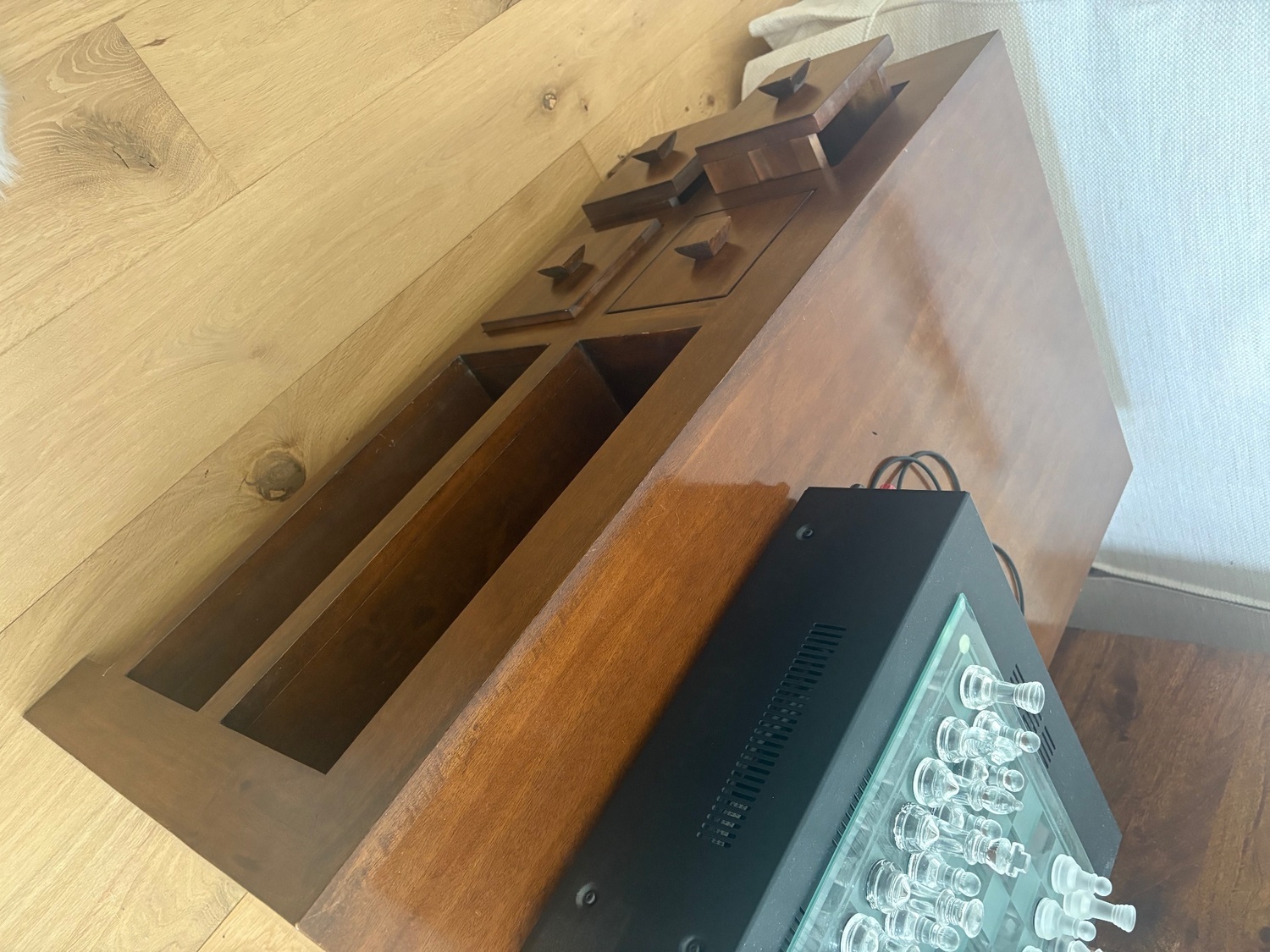 Large solid wood tv unit.   With drawers. Mango wood style