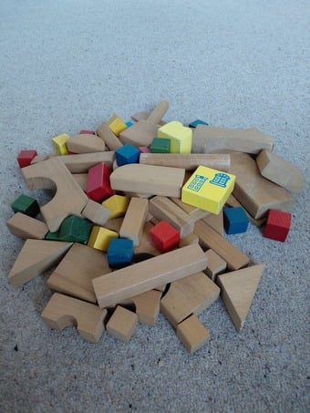 Large Set of Wooden Building Blocks