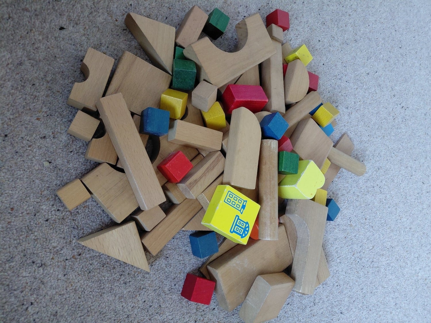 Large Set of Wooden Building Blocks