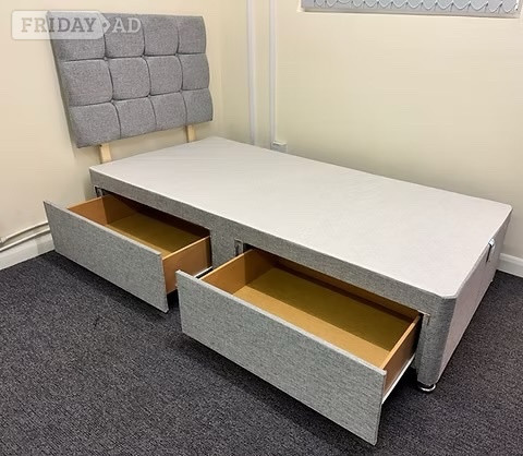 SINGLE DIVAN BASE WITH 2 DRAWERS WITH ARIES HEADBOARD in Rotherham