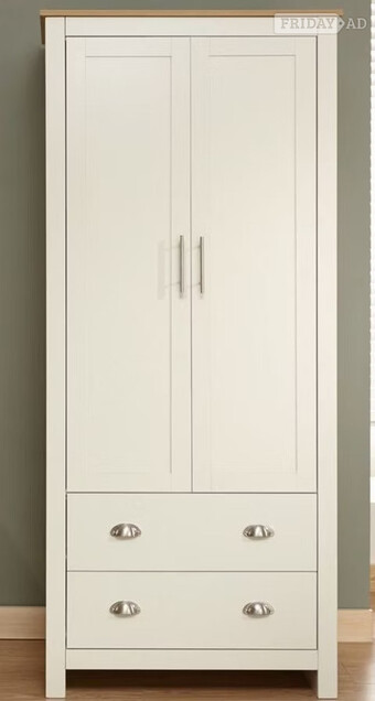 LANCASTER 2 DOOR 2 DRAWER WARDROBE - CREAM