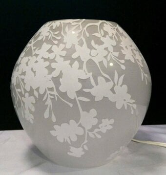 2 x IKEA Knubbig Floral Glass Table Lamp Small Size Exc. Cond.