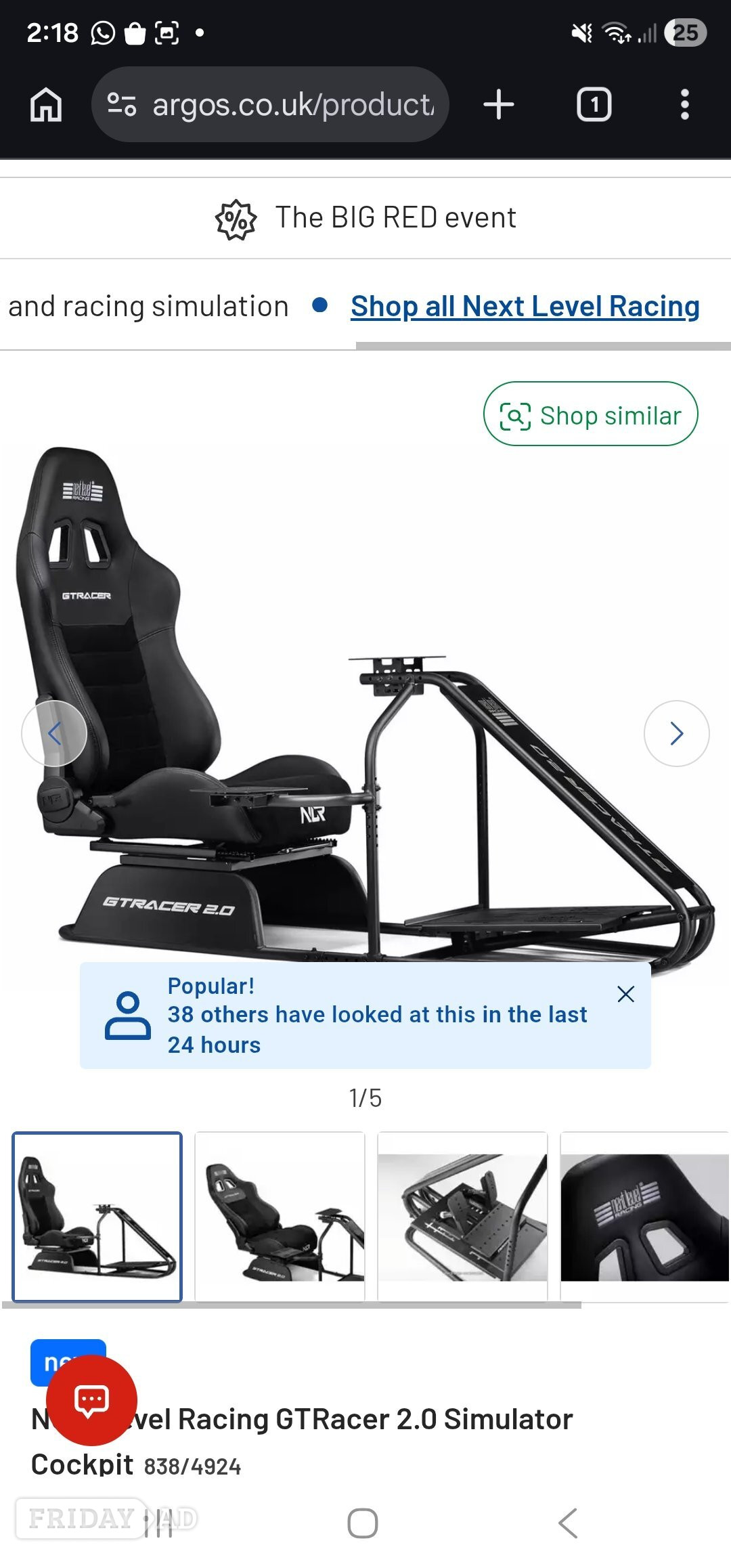 Next Level Racing GT Racer 2.0 racing sim in Worthing