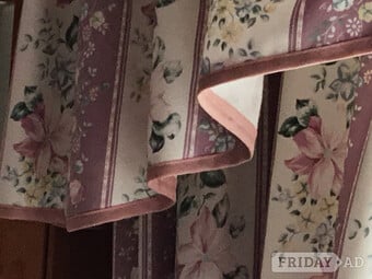 Floral curtains with pelmet and tie backs