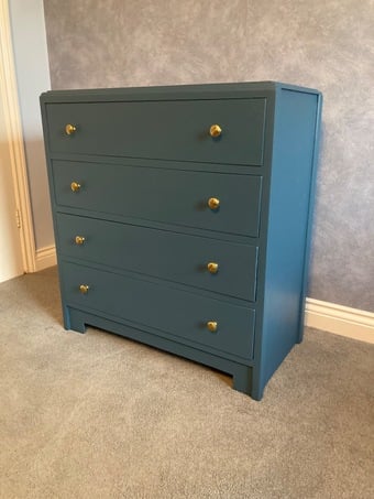 Refinished Teal Chest Of Drawers