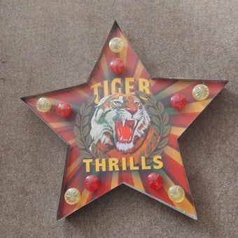 VINTAGE STAR MARQUEE SIGN/LIGHTS  RUSTIC METAL  FOR INDOOR SHOWS 