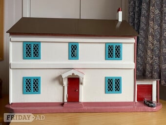 Dolls House, wooden construction with furniture, fully carpeted 