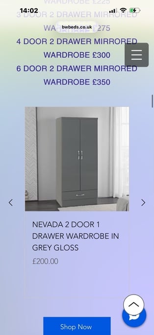 NEVADA 2 DOOR 1 DRAWER WARDOBE AND MIRROR.